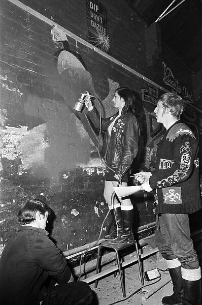 Working on the new bar at the Double Zero club. 16th October 1968