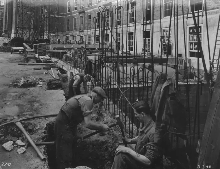 Framed Print : Workmen busy on Bristols new Council housing in July 1948