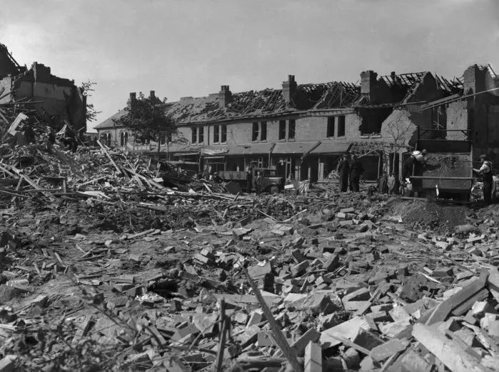 Framed Print : Workmen clearing the rubble at Rookery Road, Handsworth Framed Print : Workmen clearing the rubble at Rookery Road, Handsworth