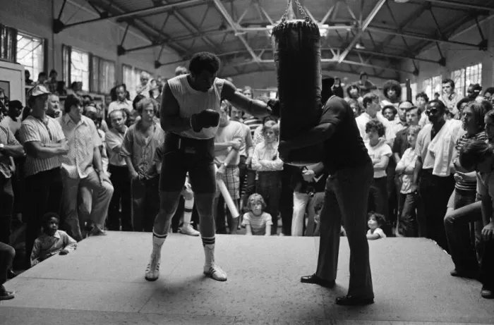 Framed Print : World boxing champion George Foreman trains at the Farigrounds in Pleasanton Framed Print : World boxing champion George Foreman trains at the Farigrounds in Pleasanton