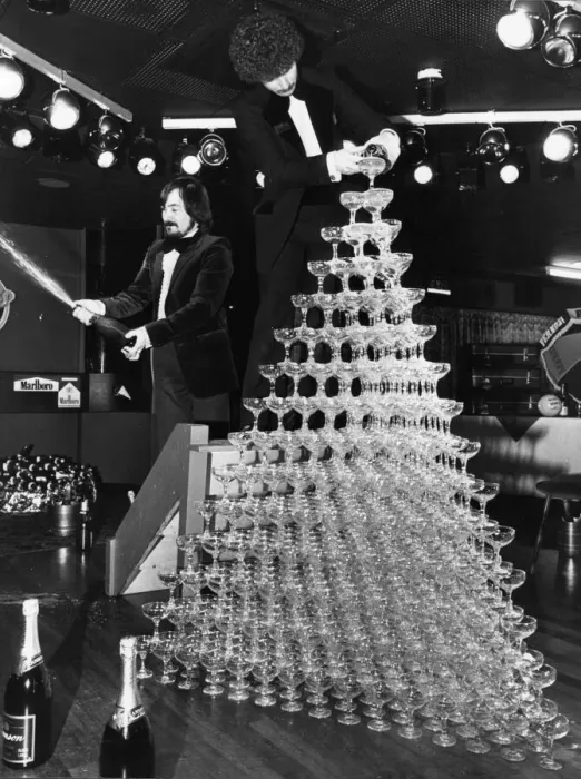 Framed Print : The world champagne fountain goes pop at Rotters night club in Liverpool