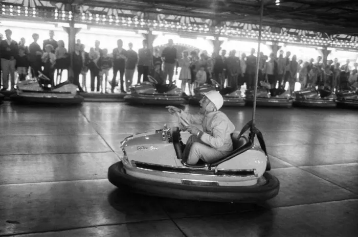 Framed Print : World Champions on the Dodgems. Appearing in a new Granada TV fun show called Framed Print : World Champions on the Dodgems. Appearing in a new Granada TV fun show called