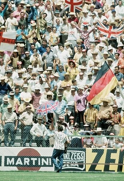World Cup 1970 fans supporters waving flags Union Jack umbrella England West Germany