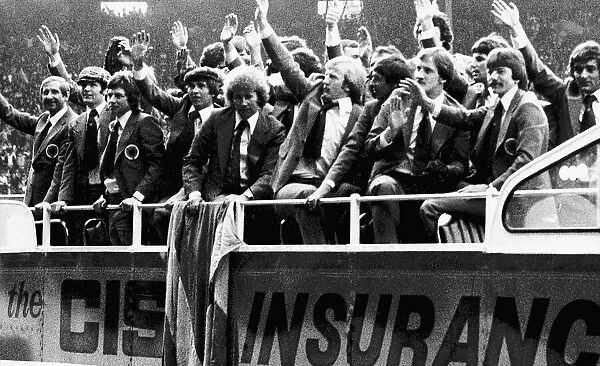 World Cup 1978 Scotland Squad in an open topped bus at Hampden Park Glasgow for