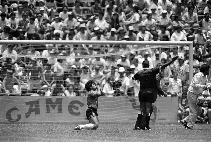Framed Print : World Cup 1986 England 1 Argentina 2 Quarter finals Maradona down on his Framed Print : World Cup 1986 England 1 Argentina 2 Quarter finals Maradona down on his