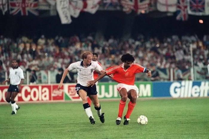 Framed Print : World cup 1990 Group F England 0 Holland 0 Mark Wright pulling Framed Print : World cup 1990 Group F England 0 Holland 0 Mark Wright pulling