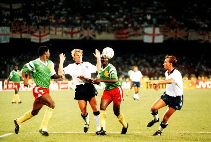 Framed Print : World Cup 1990 Quarter Final England 3 Cameroon 2 after extra time Framed Print : World Cup 1990 Quarter Final England 3 Cameroon 2 after extra time