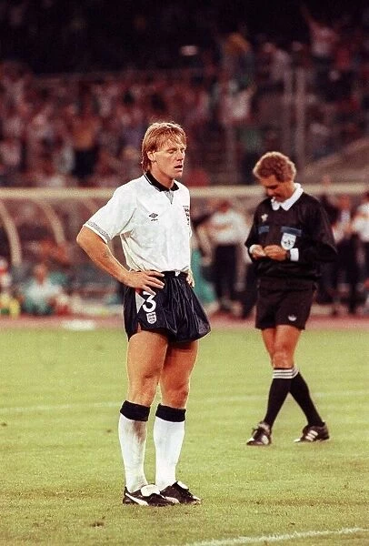 World Cup 1990 Semi Final England 1 West Germany 1 Stuart Pearce stands with