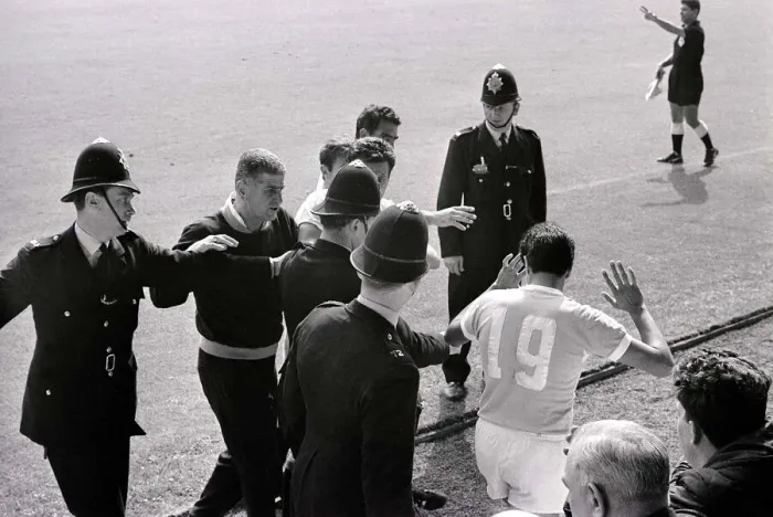 Framed Print : World Cup Football 1966 West Germany v Uruguay Referee Jim Framed Print : World Cup Football 1966 West Germany v Uruguay Referee Jim