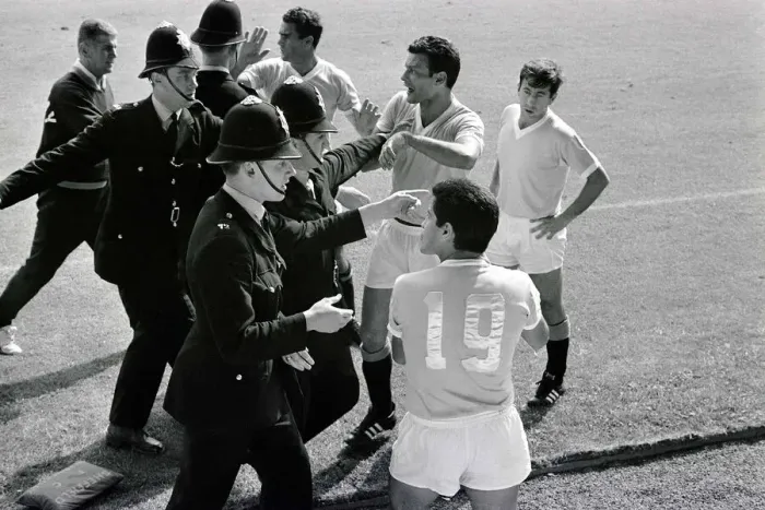 Framed Print : World Cup Football 1966 West Germany v Uruguay Referee Jim Framed Print : World Cup Football 1966 West Germany v Uruguay Referee Jim