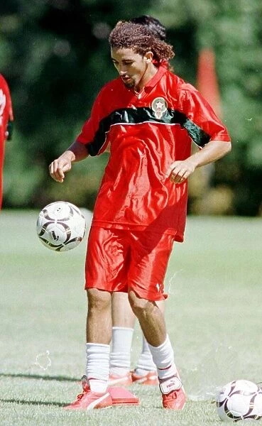 World Cup France 1998 Football Morocco players Hadji during training