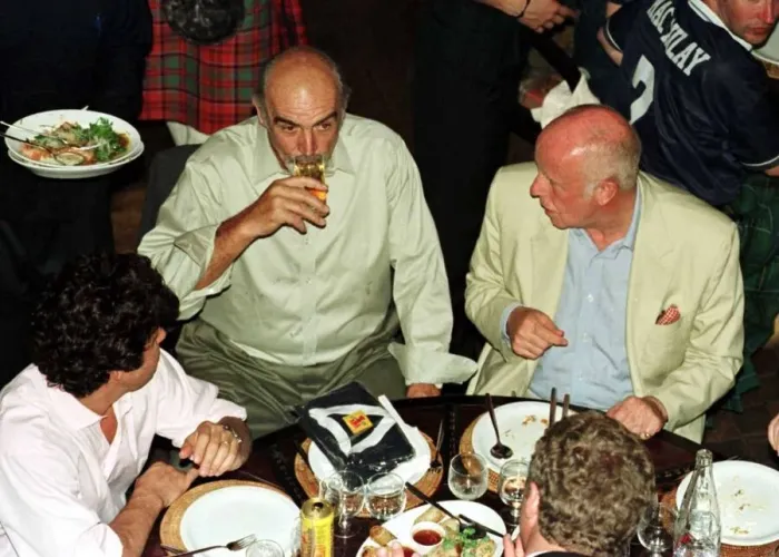 Framed Print : World Cup France June 1998 Sean Connery drinks whisky in Paris bar with Richard Wilson Framed Print : World Cup France June 1998 Sean Connery drinks whisky in Paris bar with Richard Wilson