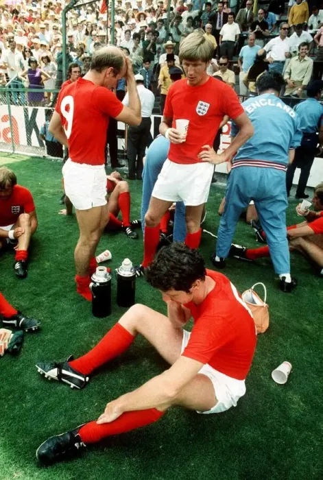Framed Print : World Cup Quarter Final 1970 at Leon England team resting before playing