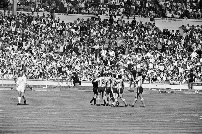 Framed Print : World Cup Quarter Final match at Wembley Stadium. England 1 v Argentina 0