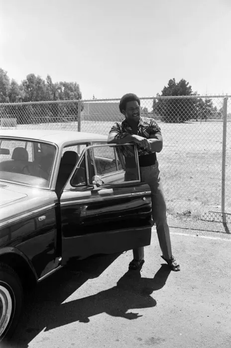 Framed Print : World heavyweight champion George Foreman pictured outside Hayward Boys Club