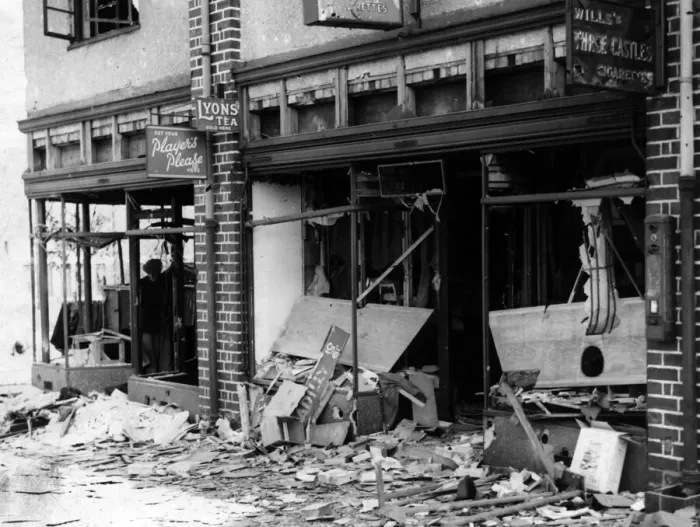 Framed Print : World War Two Air Raids, Birmingham, Shop Damage, Circa 1940