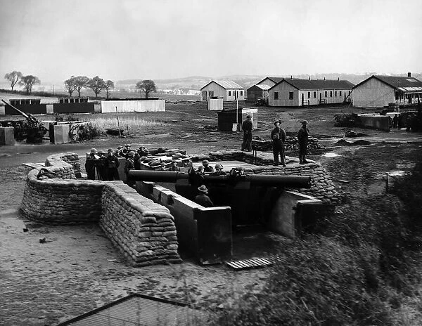 World War Two An anti - aircraft gun emplacement 1939 in Scotland