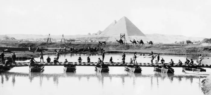 Framed Print : World War One Australian engineers building bridge Mar 15 over river near Framed Print : World War One Australian engineers building bridge Mar 15 over river near