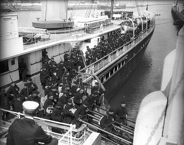 World War One Belgian Army Soldiers arriving by ship at Ostend from Le Havre Circa