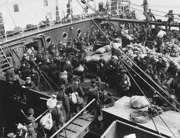 Framed Print : World War One - Belgian Volunteers leave le Harve for the Front September 1914 Framed Print : World War One - Belgian Volunteers leave le Harve for the Front September 1914