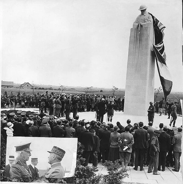 World War One - Candian memorial at St Julien France, the unveiling of the memorial. 1923