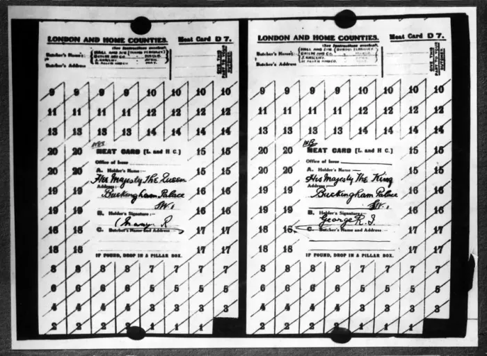 Framed Print : World War One - First World War - The meat card D7 ration card of their Majesties Framed Print : World War One - First World War - The meat card D7 ration card of their Majesties