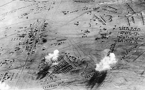 World War One German air attack on British positions in late campaign in West