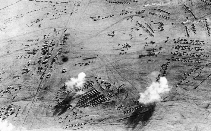Framed Print : World War One German air attack on British positions in late campaign in West Framed Print : World War One German air attack on British positions in late campaign in West