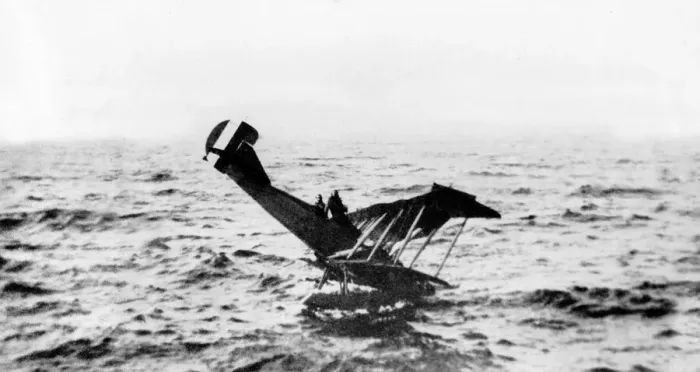 Framed Print : World War One German hydroplane disguised in American colours which was shot down by Framed Print : World War One German hydroplane disguised in American colours which was shot down by