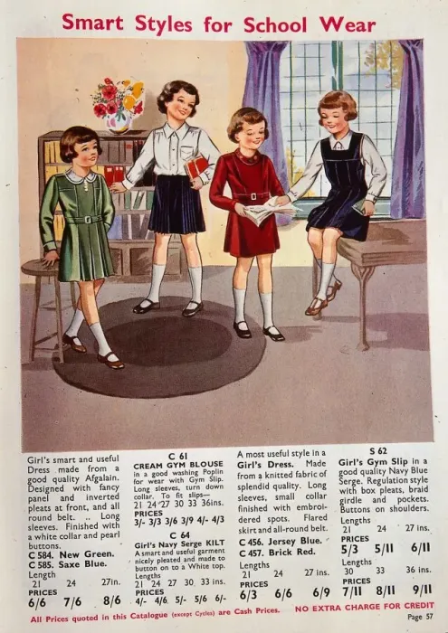 Framed Print : World War II Fashion 1939 childrens school clothes gym slip Framed Print : World War II Fashion 1939 childrens school clothes gym slip