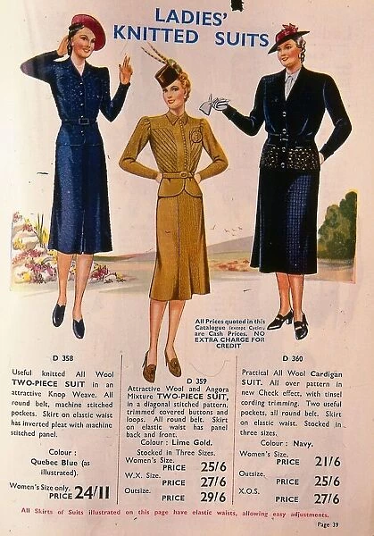 World War II Fashion 1939 womens knitted suits