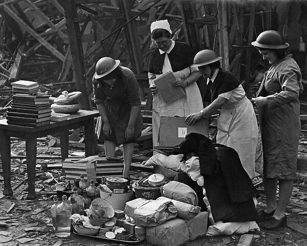 World War II Hospital Nurses sorting out the various salvageable equipment of