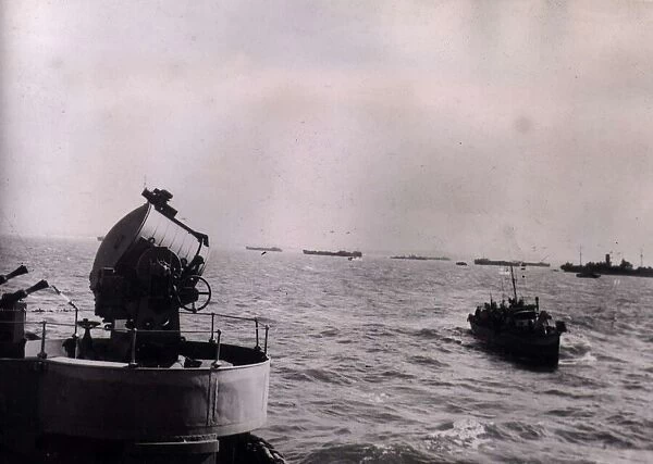 World War II Invasion of France D-Day Part of the invasion fleet laying off