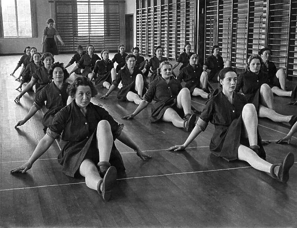 World War II Women: A. T. S. undergoing keep fit training. October 1941 P010195