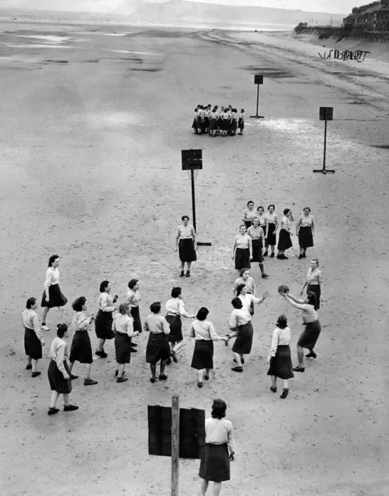 Framed Print : World War II: Women. One of the Englands beaches in the north that has some