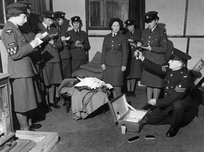 Framed Print : World War II Women. W. A. A. F. Service police women in training. W. A. A. F