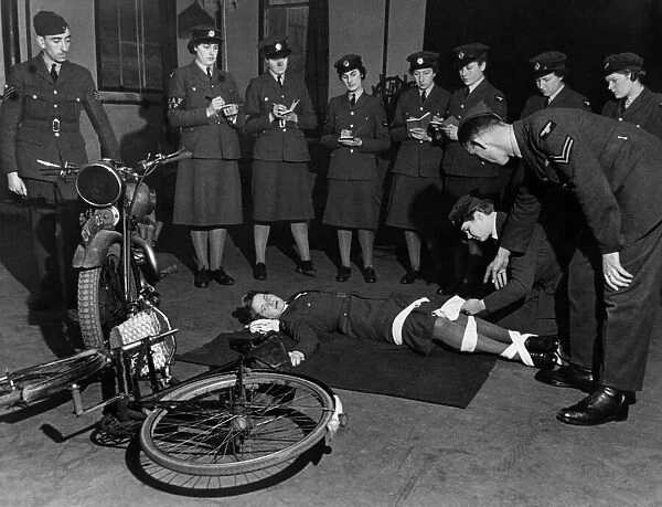 World War II Women. W. A. A. F. Service police women in training. W. A. A. F