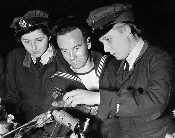 World War II Women. W. A. A. F.s learning to be electricians