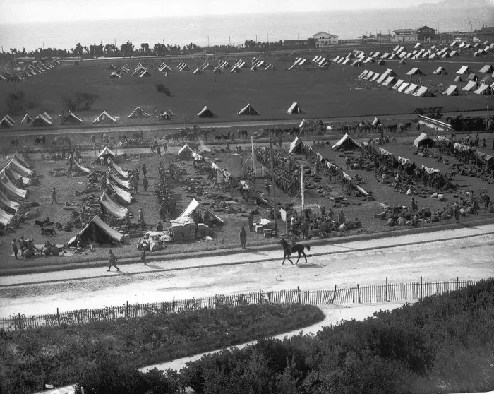 Framed Print : World War One Indian Troops - Panoramic picture of the Indian troops at their tent camp Framed Print : World War One Indian Troops - Panoramic picture of the Indian troops at their tent camp