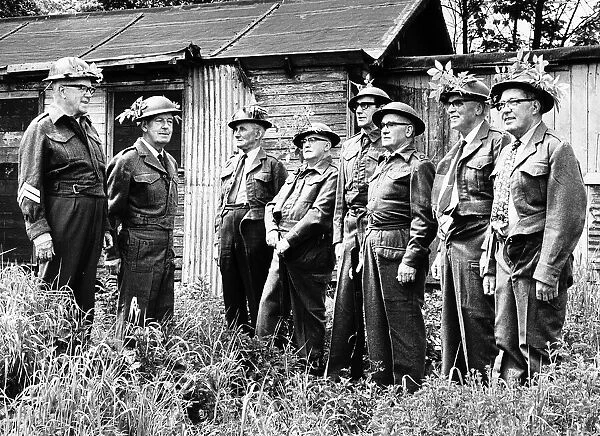 Former World War Two Members of the Home Guard line up for inspection. Circa 1972