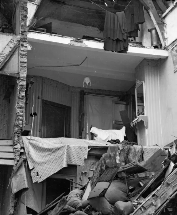 Framed Print : World War One outbreak September 1914 The wrecked bedroom in a house in Malines