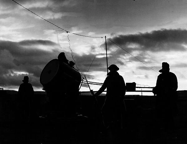 World War Two A searchlight crew watches the sky 1939