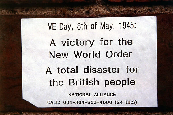World War Two - Second World War - 50th Anniversary VE Day Celebrations - A poster put up