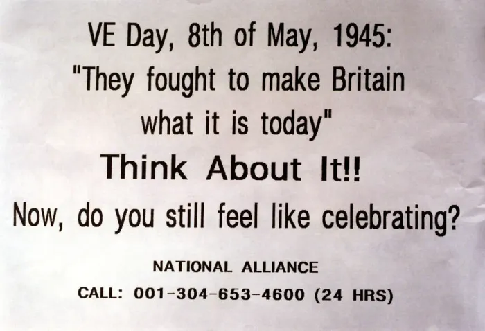 Framed Print : World War Two - Second World War - 50th Anniversary VE Day Celebrations - A leaflet put Framed Print : World War Two - Second World War - 50th Anniversary VE Day Celebrations - A leaflet put