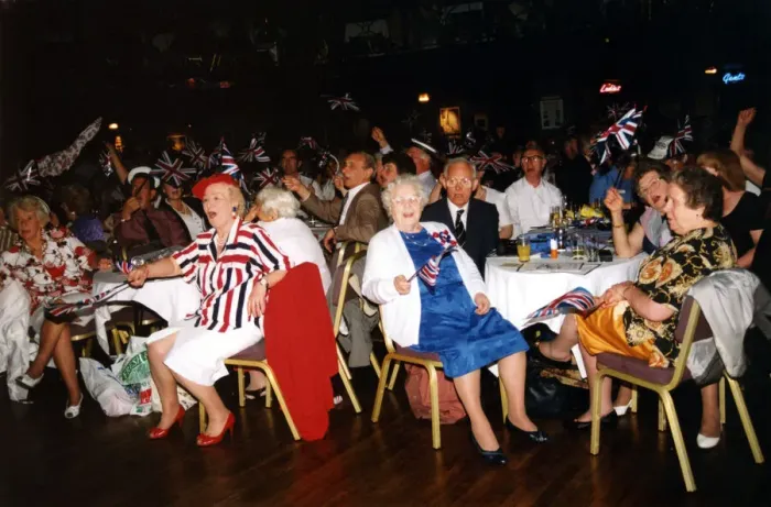 Framed Print : World War Two - Second World War - 50th Anniversary VE Day Celebrations at the Mayfair in Framed Print : World War Two - Second World War - 50th Anniversary VE Day Celebrations at the Mayfair in