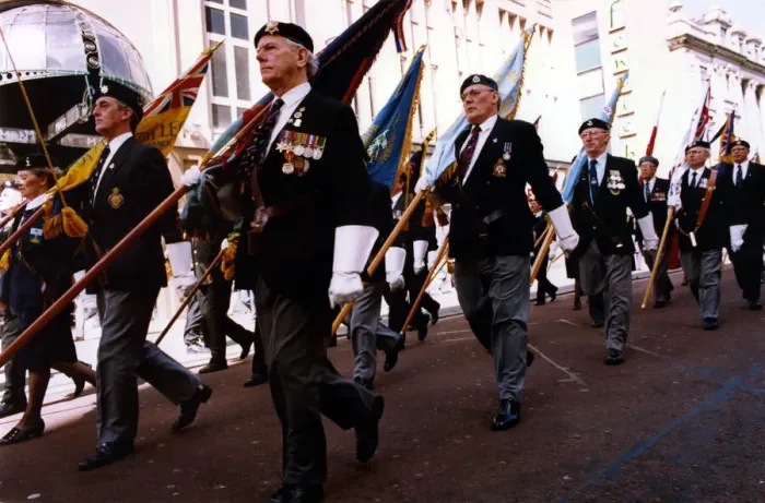 Framed Print : World War Two - Second World War - D-Day veterans march in the remembrance parade through Framed Print : World War Two - Second World War - D-Day veterans march in the remembrance parade through