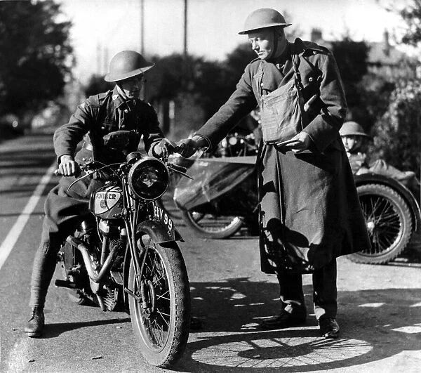 World War Two - Second World War - A despatch rider receives his instructions from an