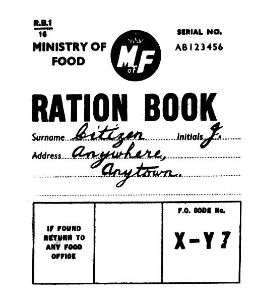 World War Two - Second World War - Ministry of Food Ration Book. Circa 1940