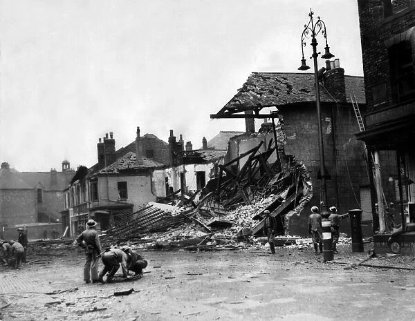 World War Two - Second World War - The ruins after a German air raid on a North East
