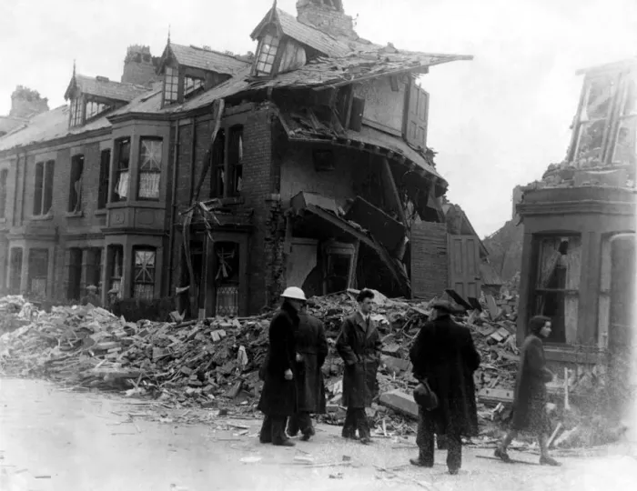 Framed Print : World War Two - Second World War - The ruins after a German air raid on a North East of Framed Print : World War Two - Second World War - The ruins after a German air raid on a North East of